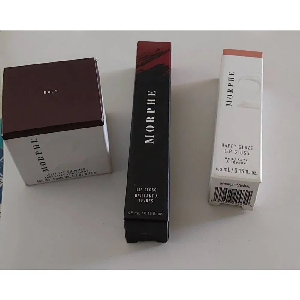 NIB~Morphe Cosmetics 3 Pc. Lip Gloss~Lip Glaze~Jelly Eye Shimmer Bundle